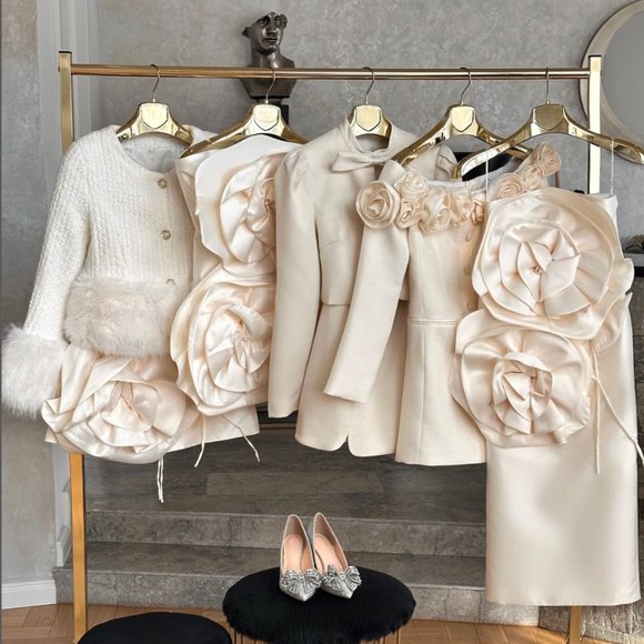 Sierra Darien Voluminous Flower Design Strapless Dress - Ivoire/Ivory S/M, NEW ✨ - Picture 12 of 12